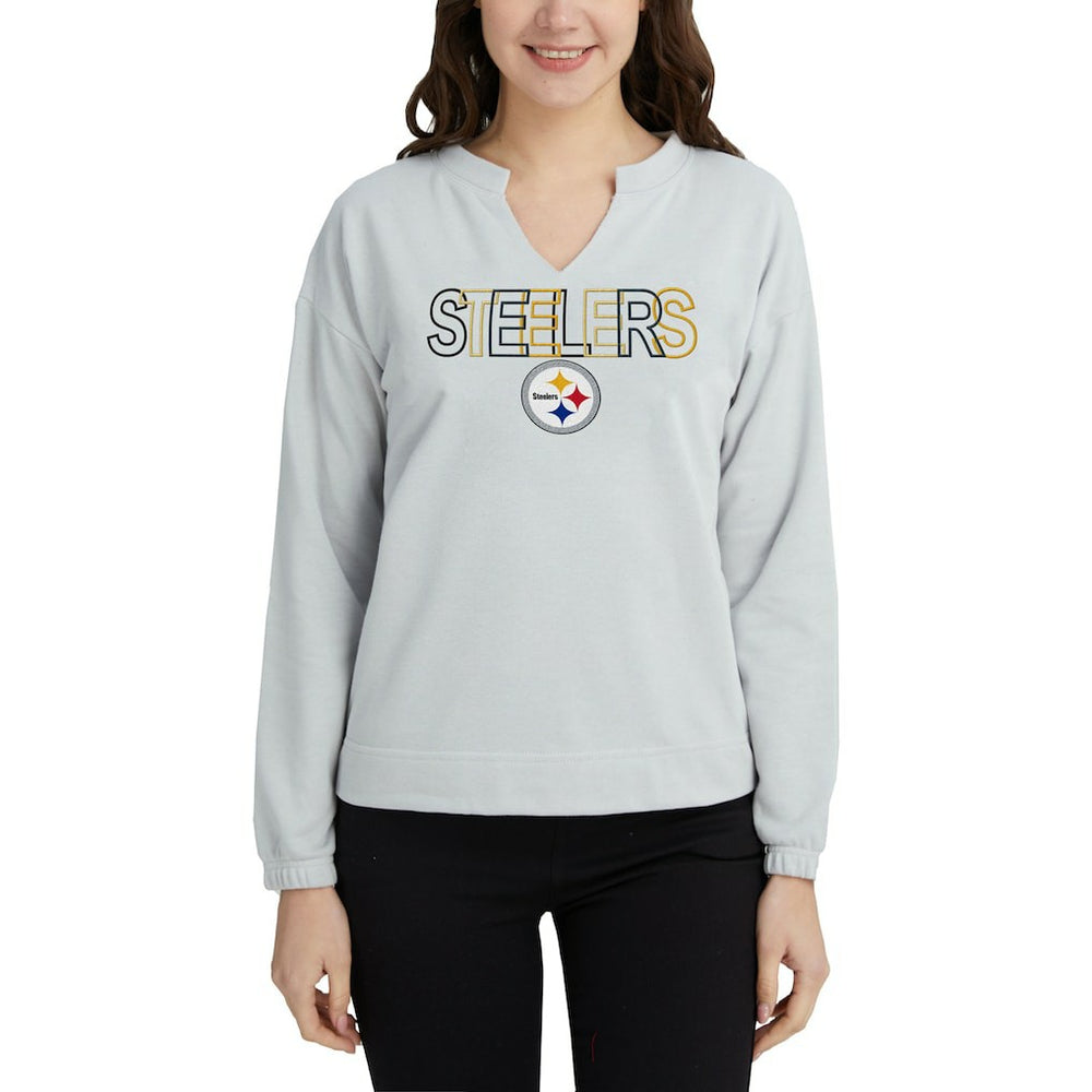NFL Pittsburgh Steelers Concepts Sport Women's Sunray Notch Neck Long Sleeve Top