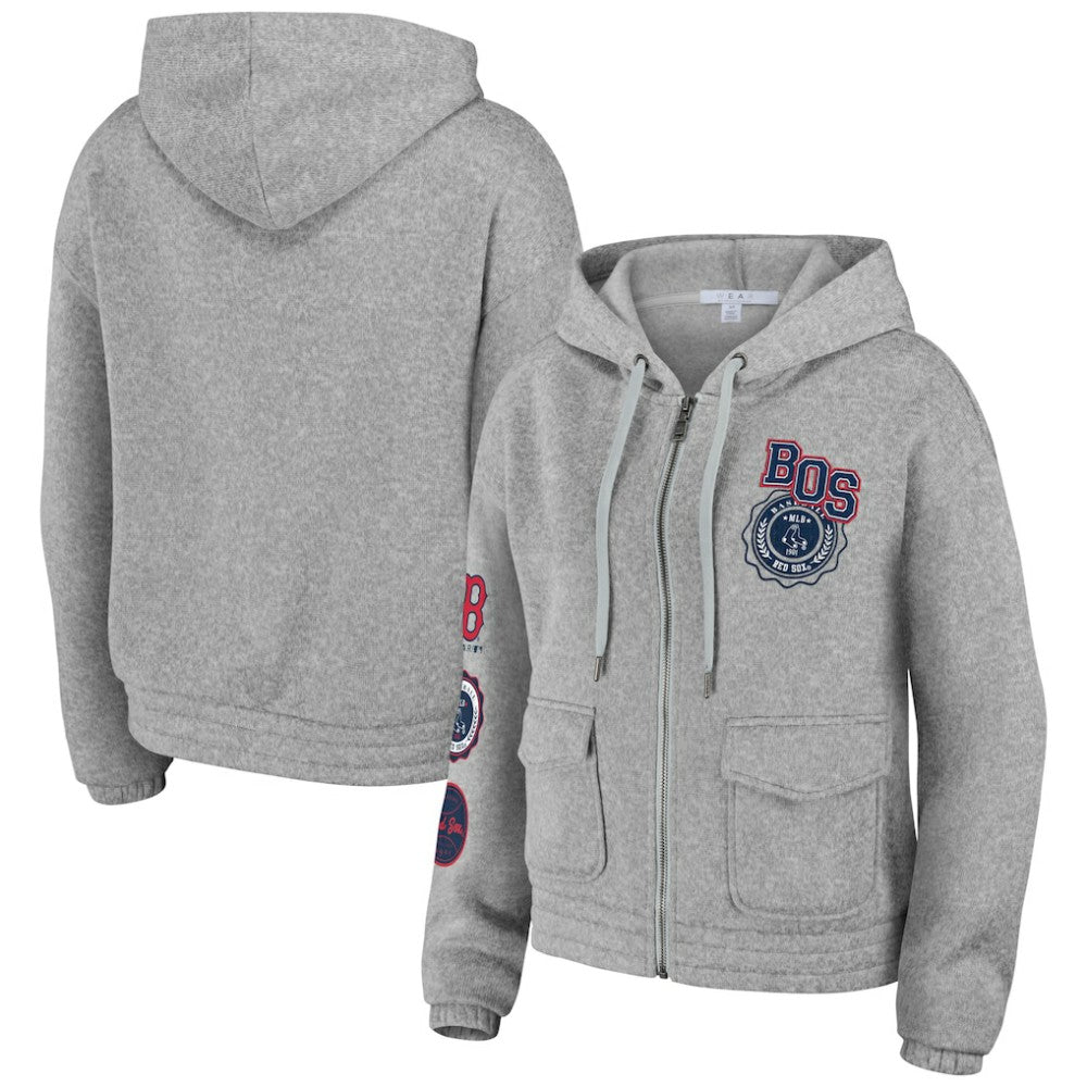 Boston Red Sox WEAR by Erin Andrews Women's Full-Zip Hoodie - Gray