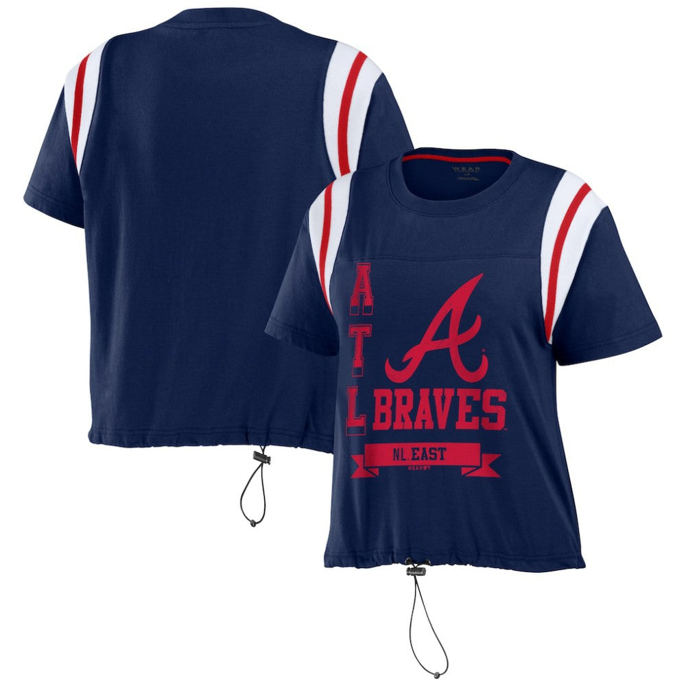 Atlanta Braves WEAR by Erin Andrews Women's Cinched Colorblock T-Shirt - Navy
