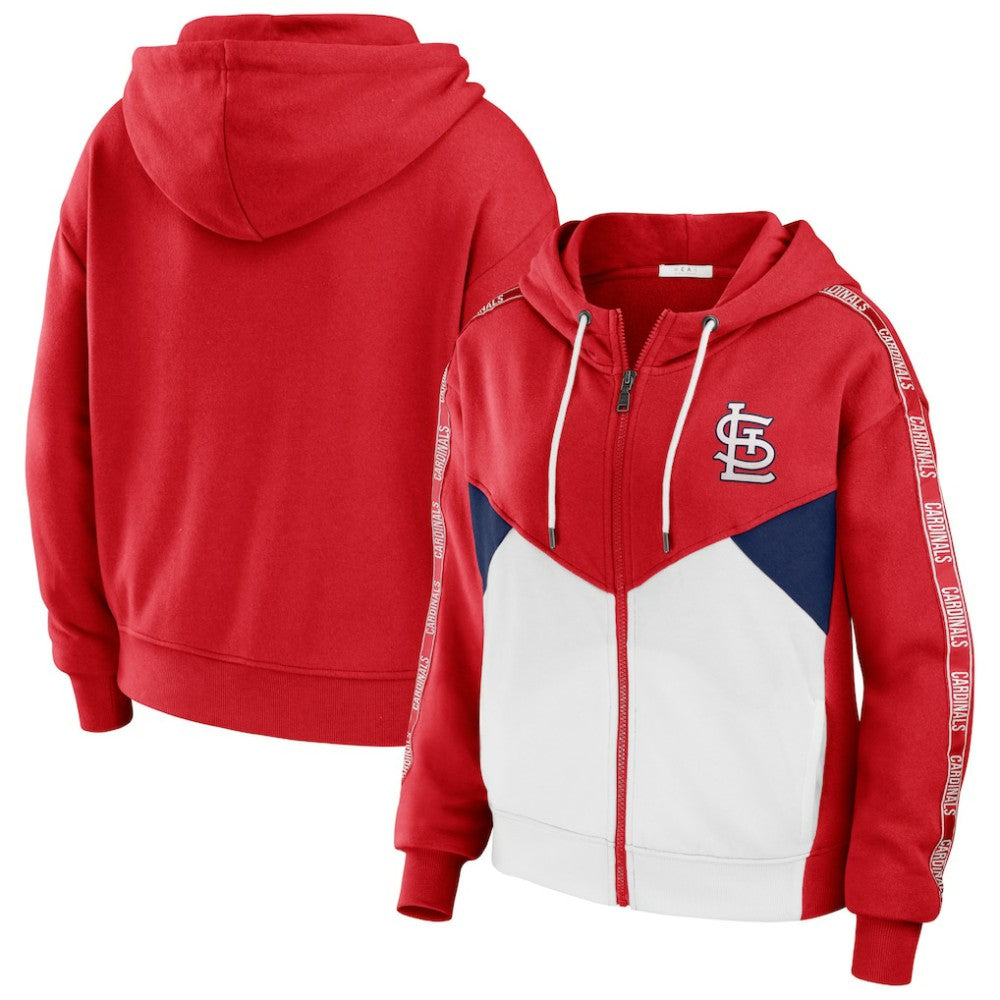 St. Louis Cardinals WEAR by Erin Andrews Women's  Color Block Full-Zip Hoodie - Red/White