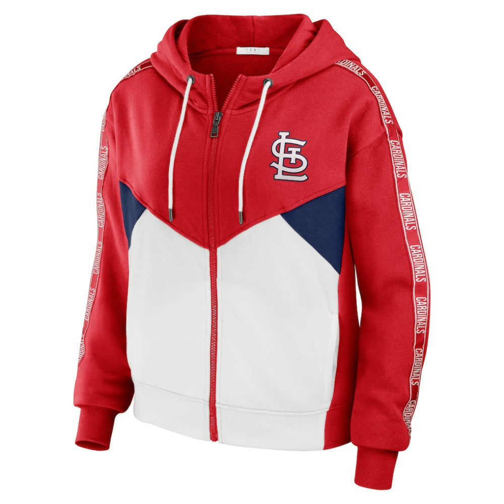 St. Louis Cardinals WEAR by Erin Andrews Women's  Color Block Full-Zip Hoodie - Red/White