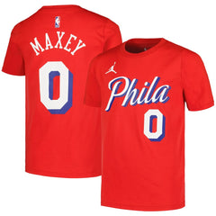 Tyrese Maxey Philadelphia 76ers Jordan Brand Youth Name & Number Statement T-Shirt - Red on sale