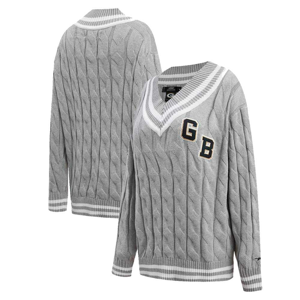 NFL Green Bay Packers Pro Standard Women's Prep V-Neck Pullover Sweater