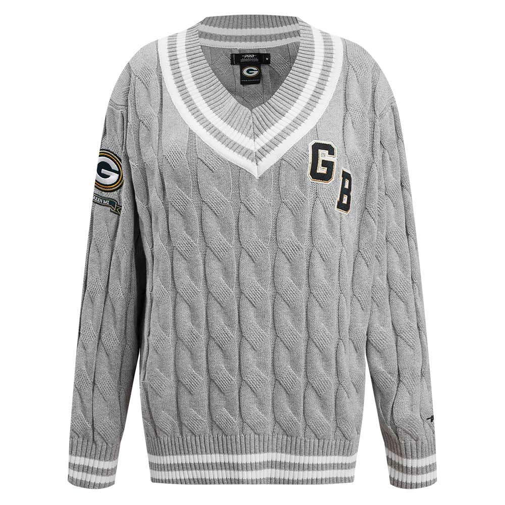 NFL Green Bay Packers Pro Standard Women's Prep V-Neck Pullover Sweater