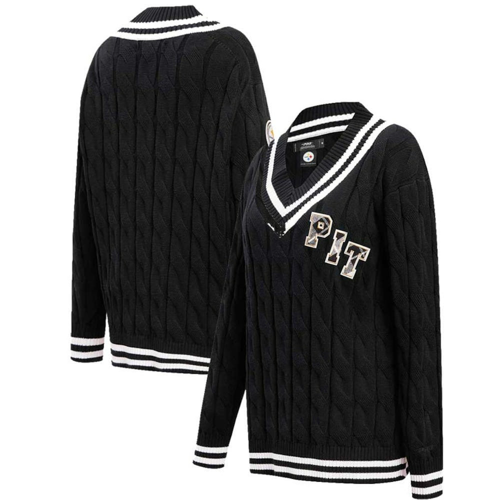 NFL Pittsburgh Steelers Pro Standard Women's Prep V-Neck Pullover Sweater