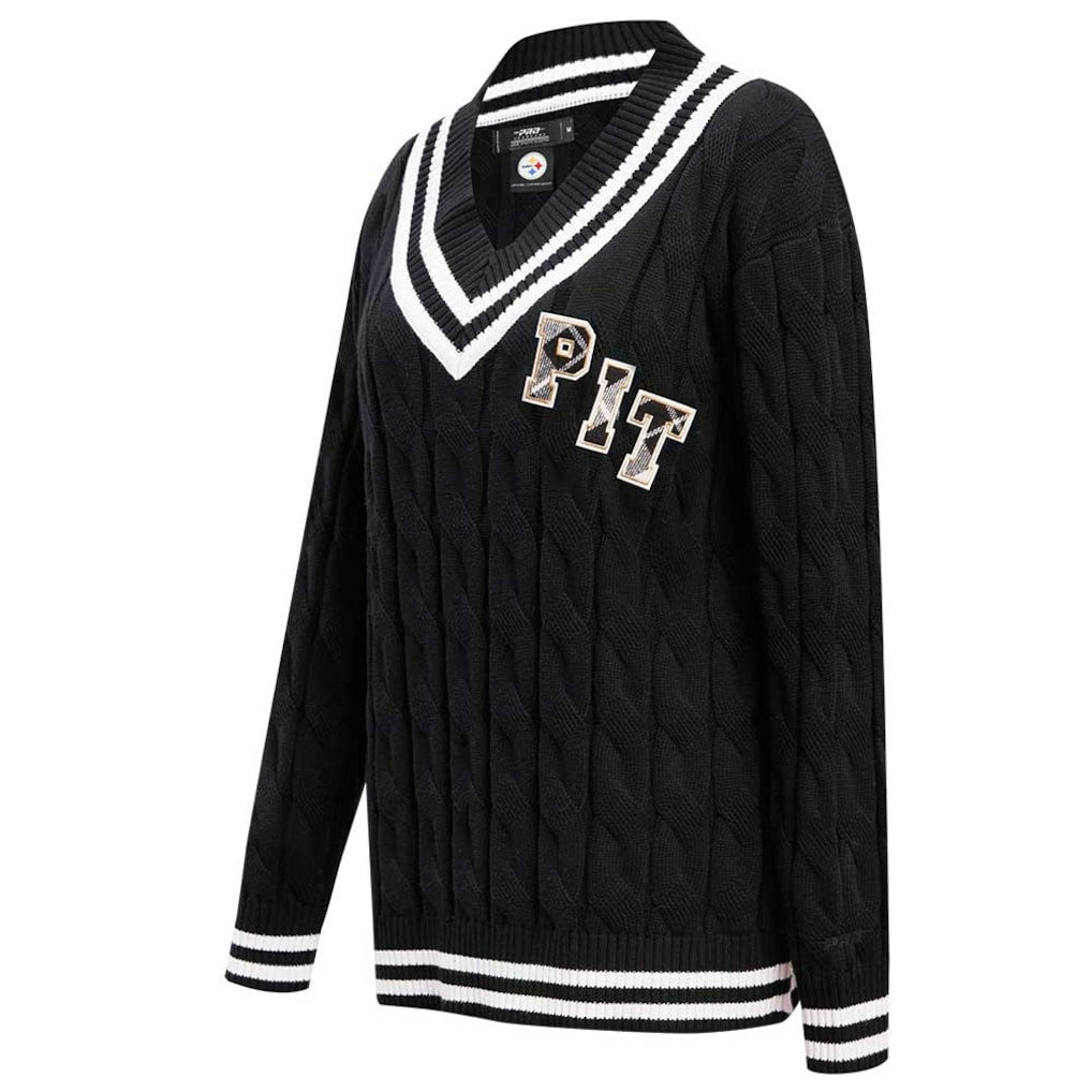 NFL Pittsburgh Steelers Pro Standard Women's Prep V-Neck Pullover Sweater