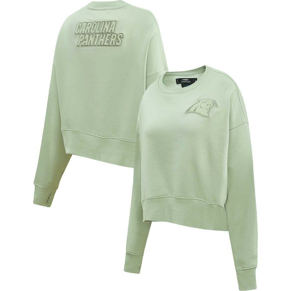 NFL Carolina Panthers Pro Standard Women's Oversized Cropped Neutral Pullover Sweatshirt