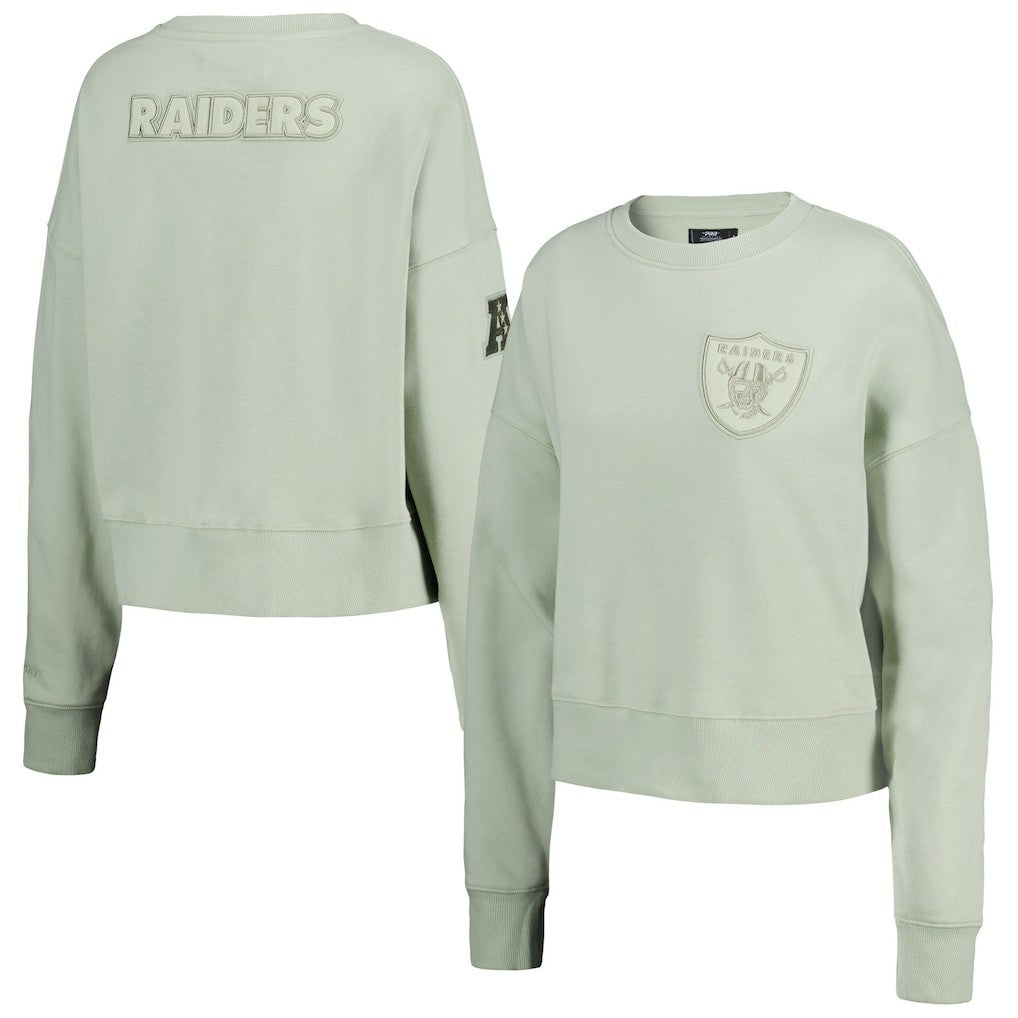 NFL Las Vegas Raiders Pro Standard Women's Oversized Cropped Neutral Pullover Sweatshirt