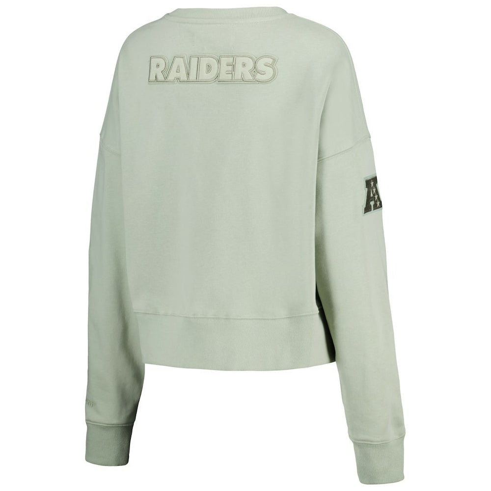NFL Las Vegas Raiders Pro Standard Women's Oversized Cropped Neutral Pullover Sweatshirt