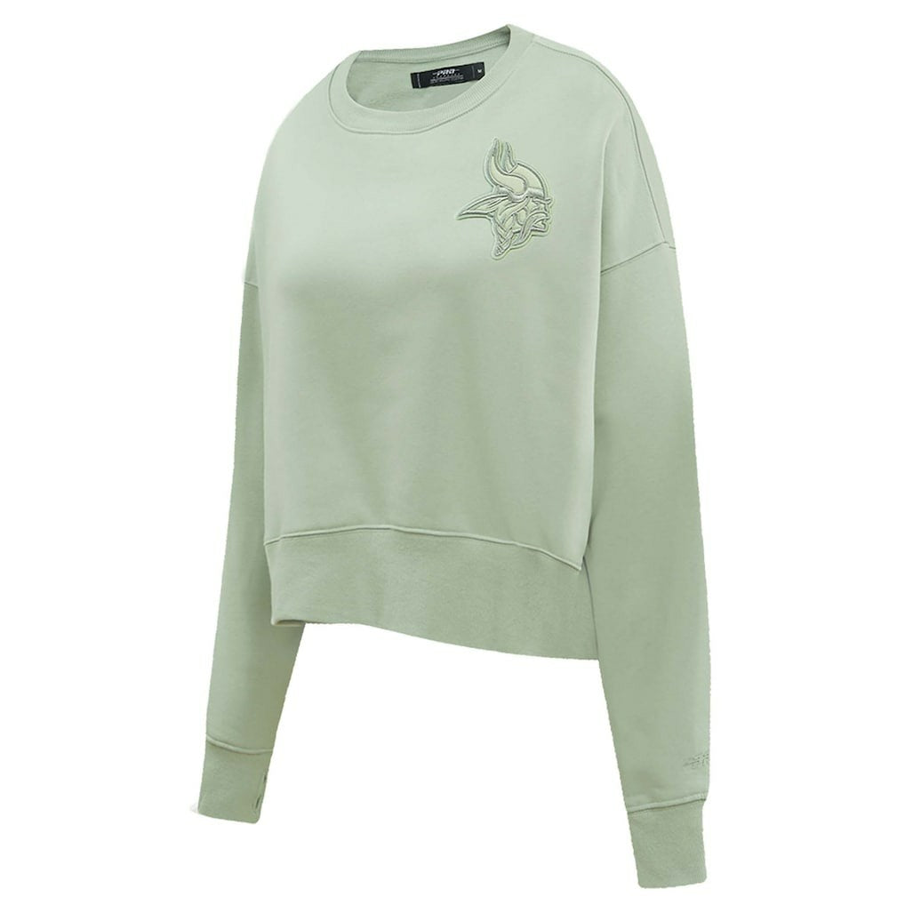 NFL Minnesota Vikings Pro Standard Women's Oversized Cropped Neutral Pullover Sweatshirt