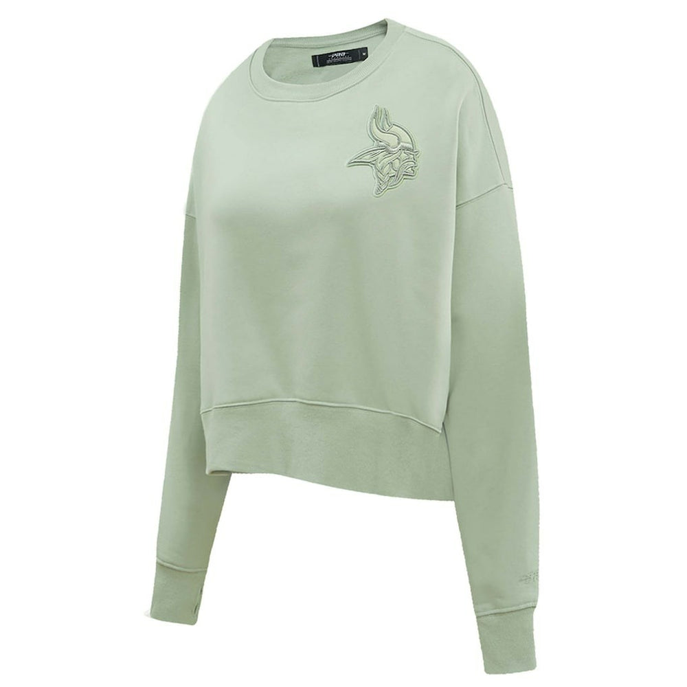 NFL Minnesota Vikings Pro Standard Women's Oversized Cropped Neutral Pullover Sweatshirt