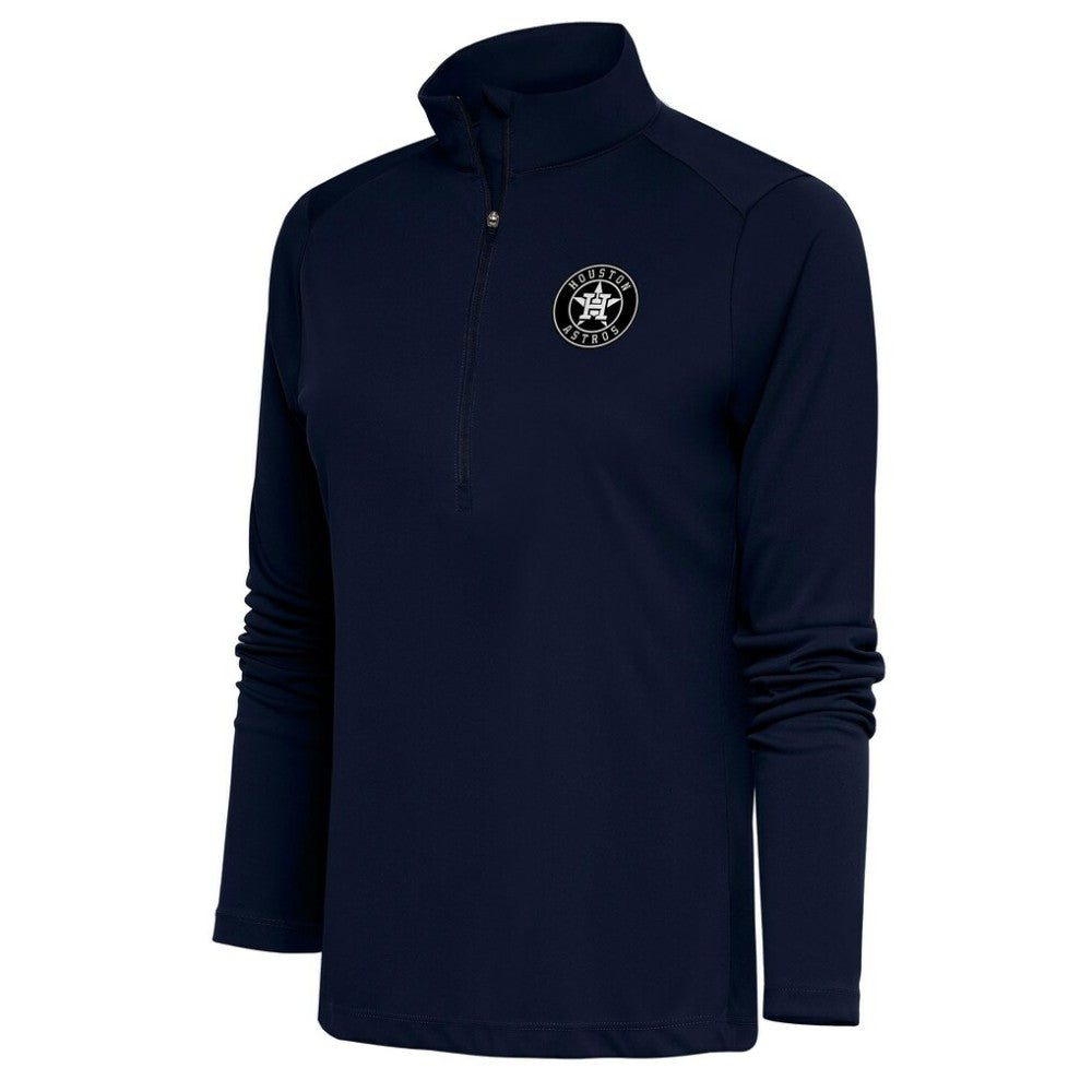 Houston Astros Antigua Women's Brushed Metallic Tribute Half-Zip Pullover Top - Navy