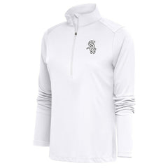 Chicago White Sox Antigua Women's Brushed Metallic Tribute Half-Zip Pullover Top - White
