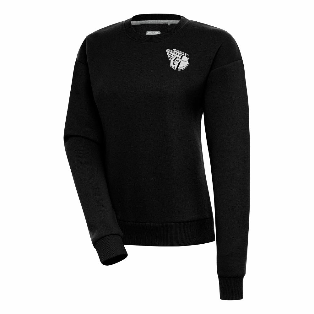 Cleveland Guardians Antigua Women's Brushed Metallic Victory Pullover Sweatshirt - Black