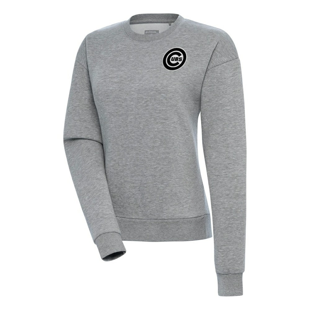Chicago Cubs Antigua Women's Brushed Metallic Victory Pullover Sweatshirt - Heather Gray
