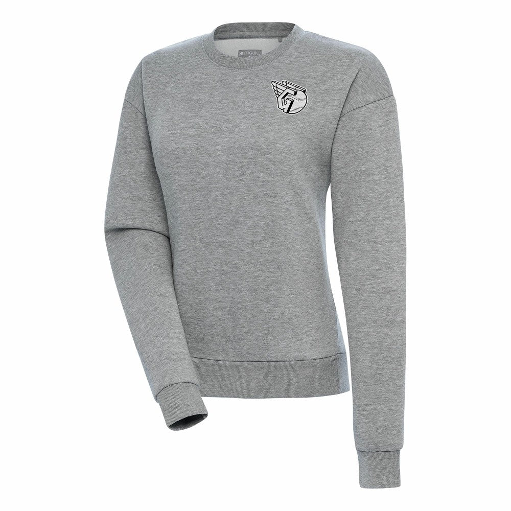 Cleveland Guardians Antigua Women's Brushed Metallic Victory Pullover Sweatshirt - Heather Gray