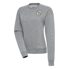 Milwaukee Brewers Antigua Women's Brushed Metallic Victory Pullover Sweatshirt - Heather Gray