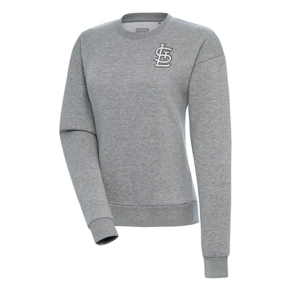 St. Louis Cardinals Antigua Women's Brushed Metallic Victory Pullover Sweatshirt - Heather Gray