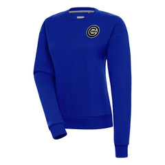 Chicago Cubs Antigua Women's Brushed Metallic Victory Pullover Sweatshirt - Royal