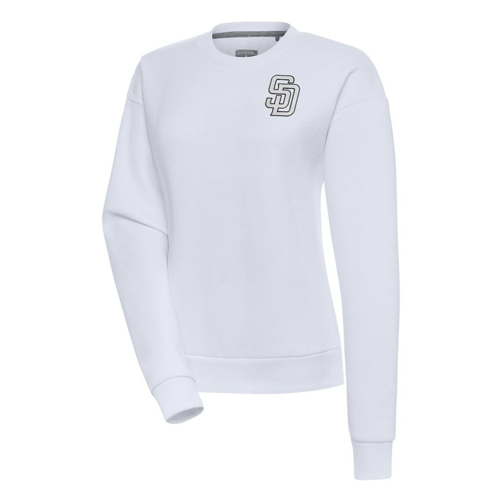 San Diego Padres Antigua Women's Brushed Metallic Victory Pullover Sweatshirt - White