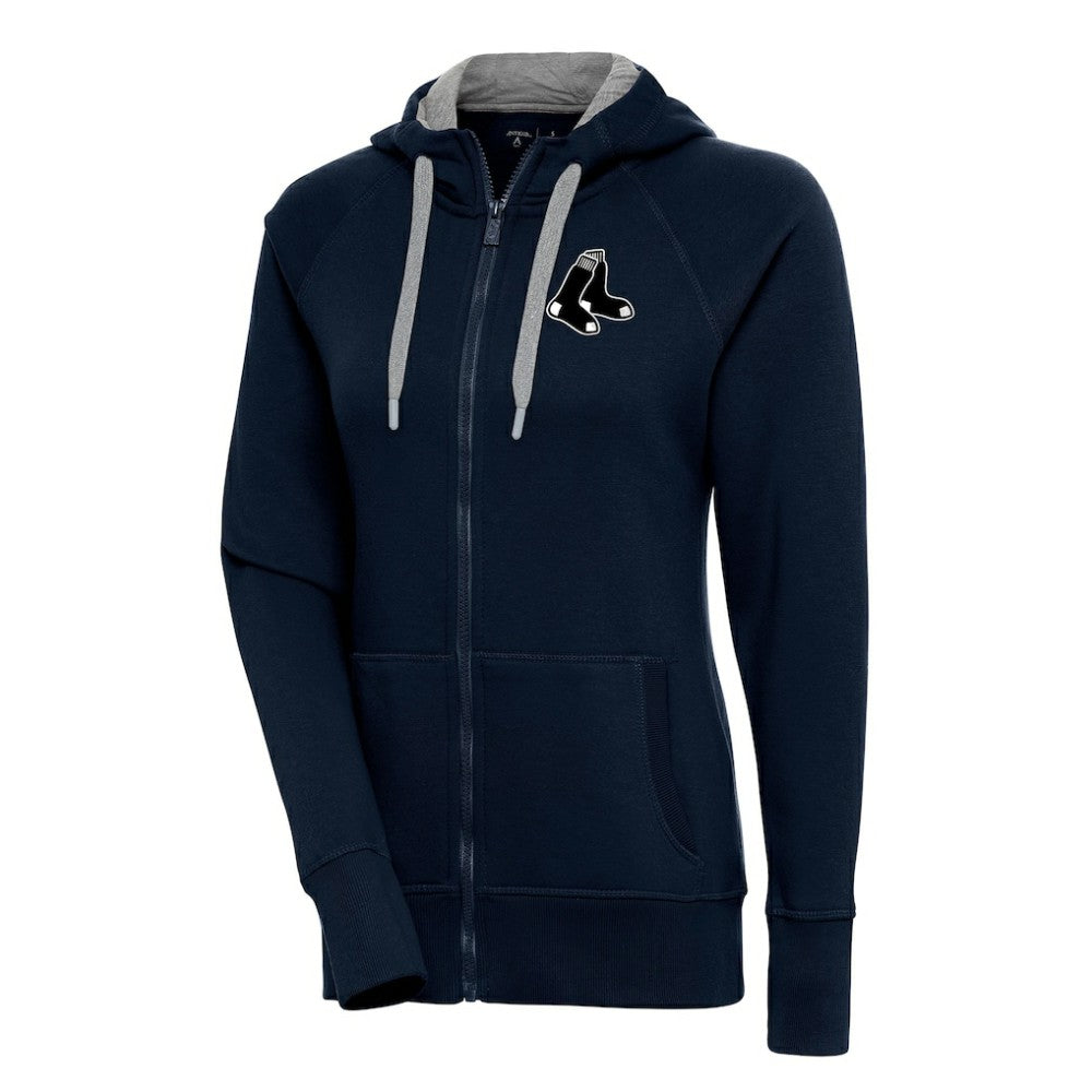 Boston Red Sox Antigua Women's Brushed Metallic Victory Full-Zip Hoodie - Navy