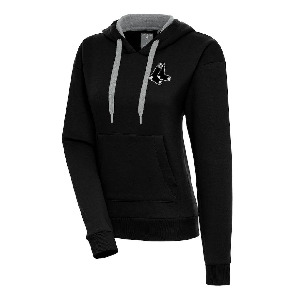 Boston Red Sox Antigua Women's Brushed Metallic Victory Pullover Hoodie - Black