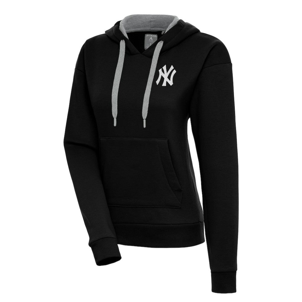 New York Yankees Antigua Women's Brushed Metallic Victory Pullover Hoodie - Black