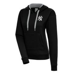 New York Yankees Antigua Women's Brushed Metallic Victory Pullover Hoodie - Black
