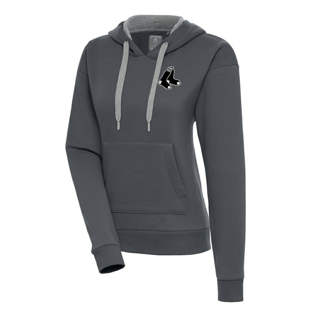 Boston Red Sox Antigua Women's Brushed Metallic Victory Pullover Hoodie - Charcoal