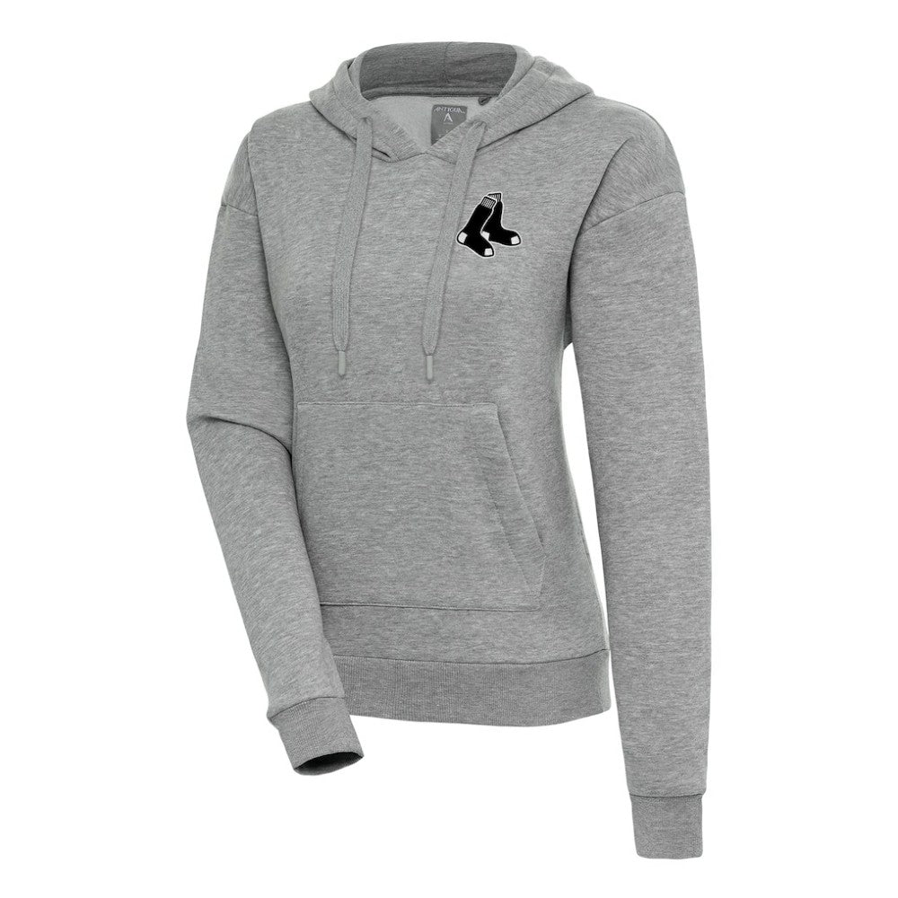 Boston Red Sox Antigua Women's Brushed Metallic Victory Pullover Hoodie - Heather Gray