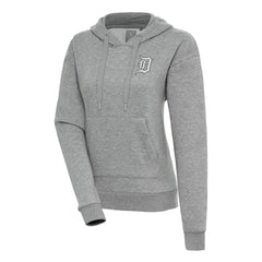 Detroit Tigers Antigua Women's Brushed Metallic Victory Pullover Hoodie - Heather Gray