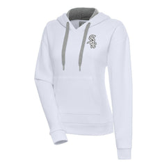 Chicago White Sox Antigua Women's Brushed Metallic Victory Pullover Hoodie - White