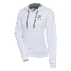 Detroit Tigers Antigua Women's Brushed Metallic Victory Pullover Hoodie - White