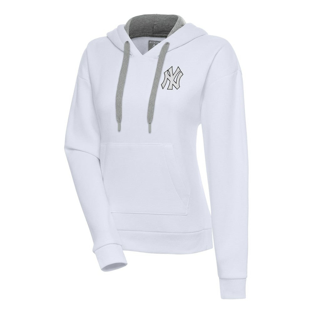 New York Yankees Antigua Women's Brushed Metallic Victory Pullover Hoodie - White