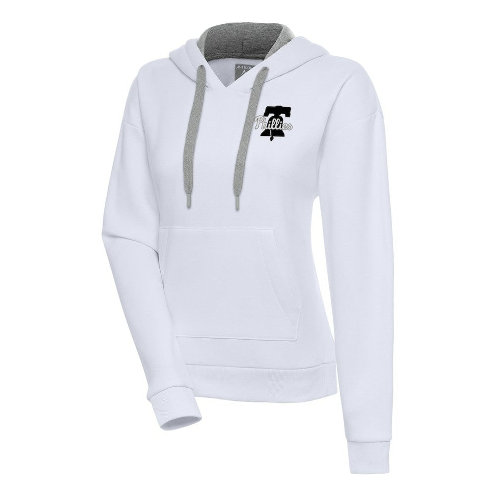 Philadelphia Phillies Antigua Women's Brushed Metallic Victory Pullover Hoodie - White