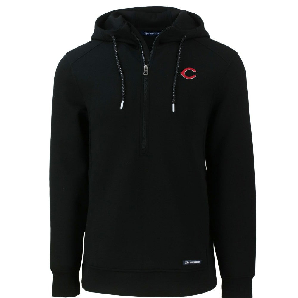 Cincinnati Reds Cutter & Buck Roam Eco Half-Zip Recycled Pullover Hoodie - Black