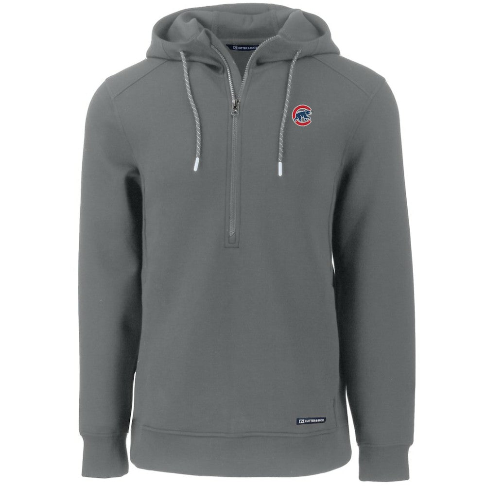 Chicago Cubs Cutter & Buck Roam Eco Half-Zip Recycled Pullover Hoodie - Gray