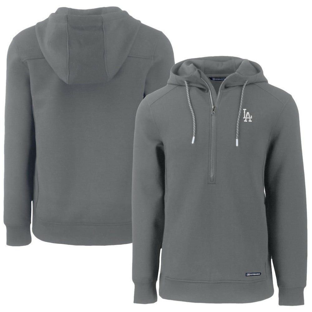 Los Angeles Dodgers Cutter & Buck Roam Eco Half-Zip Recycled Pullover Hoodie - Gray