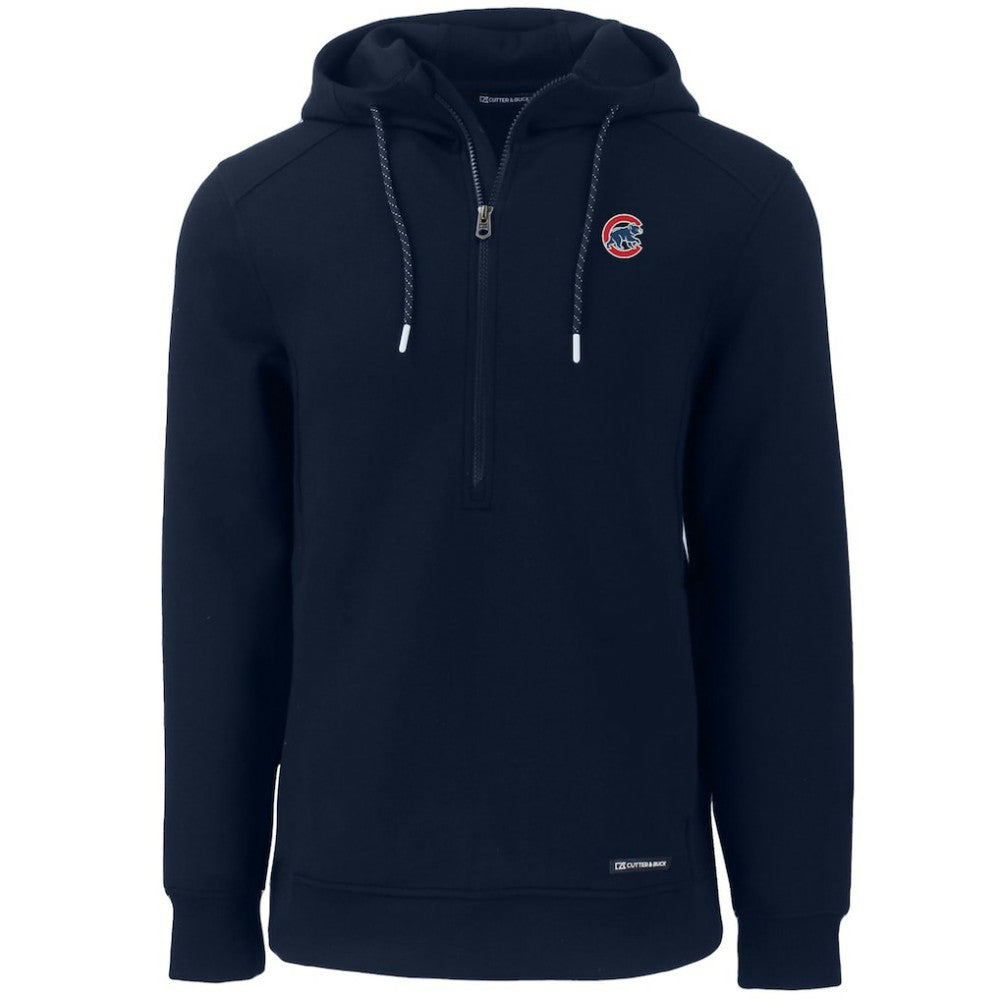 Chicago Cubs Cutter & Buck Roam Eco Half-Zip Recycled Pullover Hoodie - Navy