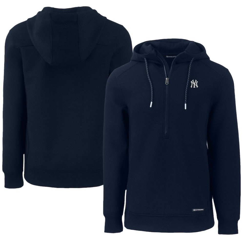 New York Yankees Cutter & Buck Roam Eco Half-Zip Recycled Pullover Hoodie - Navy