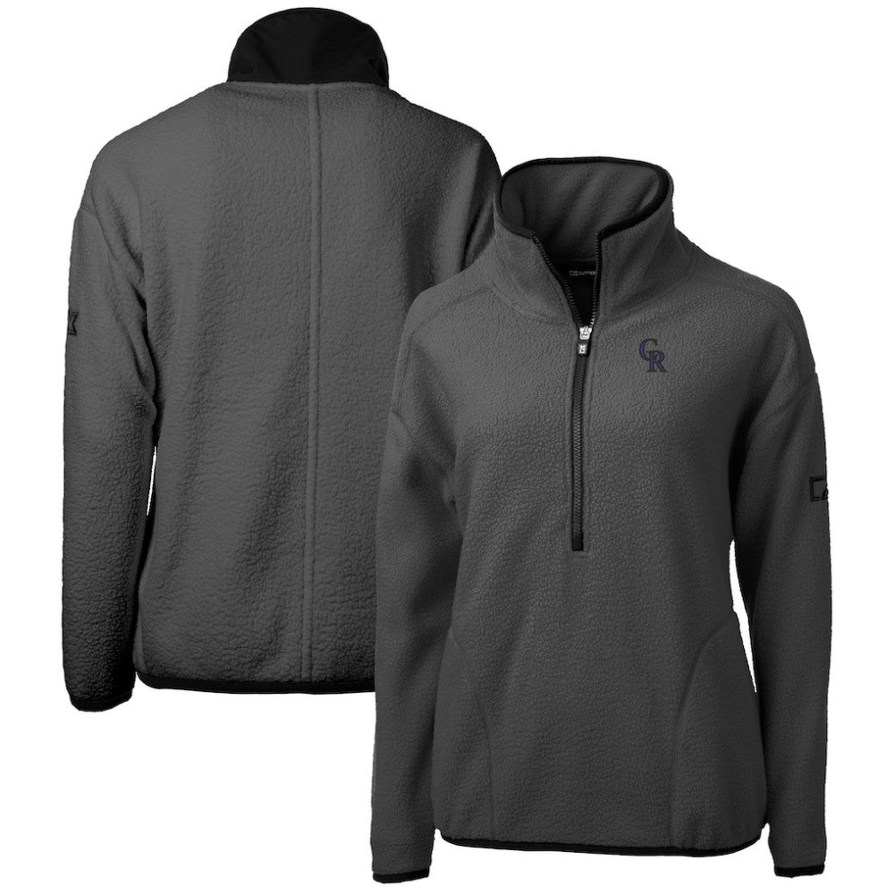 Colorado Rockies Cutter & Buck Women's Roam Cascade Eco Sherpa Fleece Half-Zip Pullover Jacket - Gray