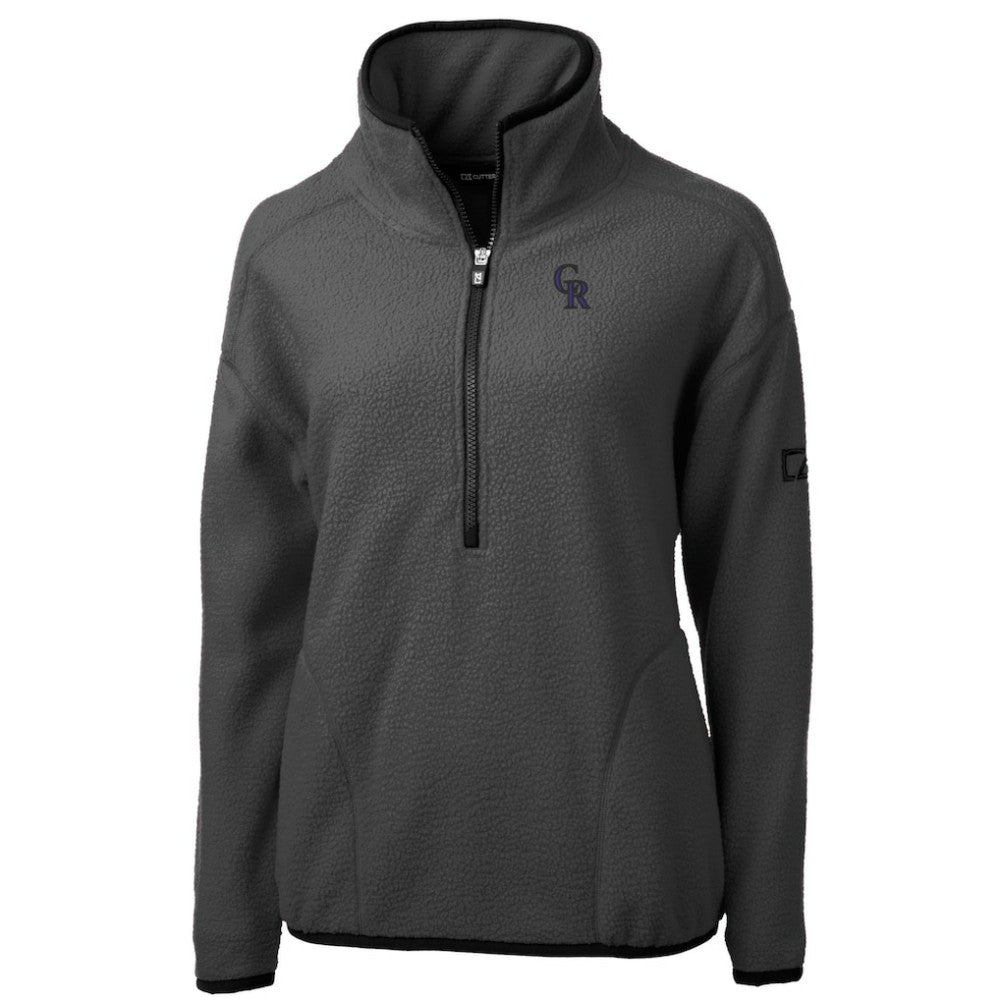 Colorado Rockies Cutter & Buck Women's Roam Cascade Eco Sherpa Fleece Half-Zip Pullover Jacket - Gray