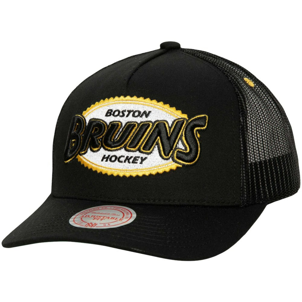 Boston Bruins Mitchell & Ness Team Seal Trucker Snapback Hat