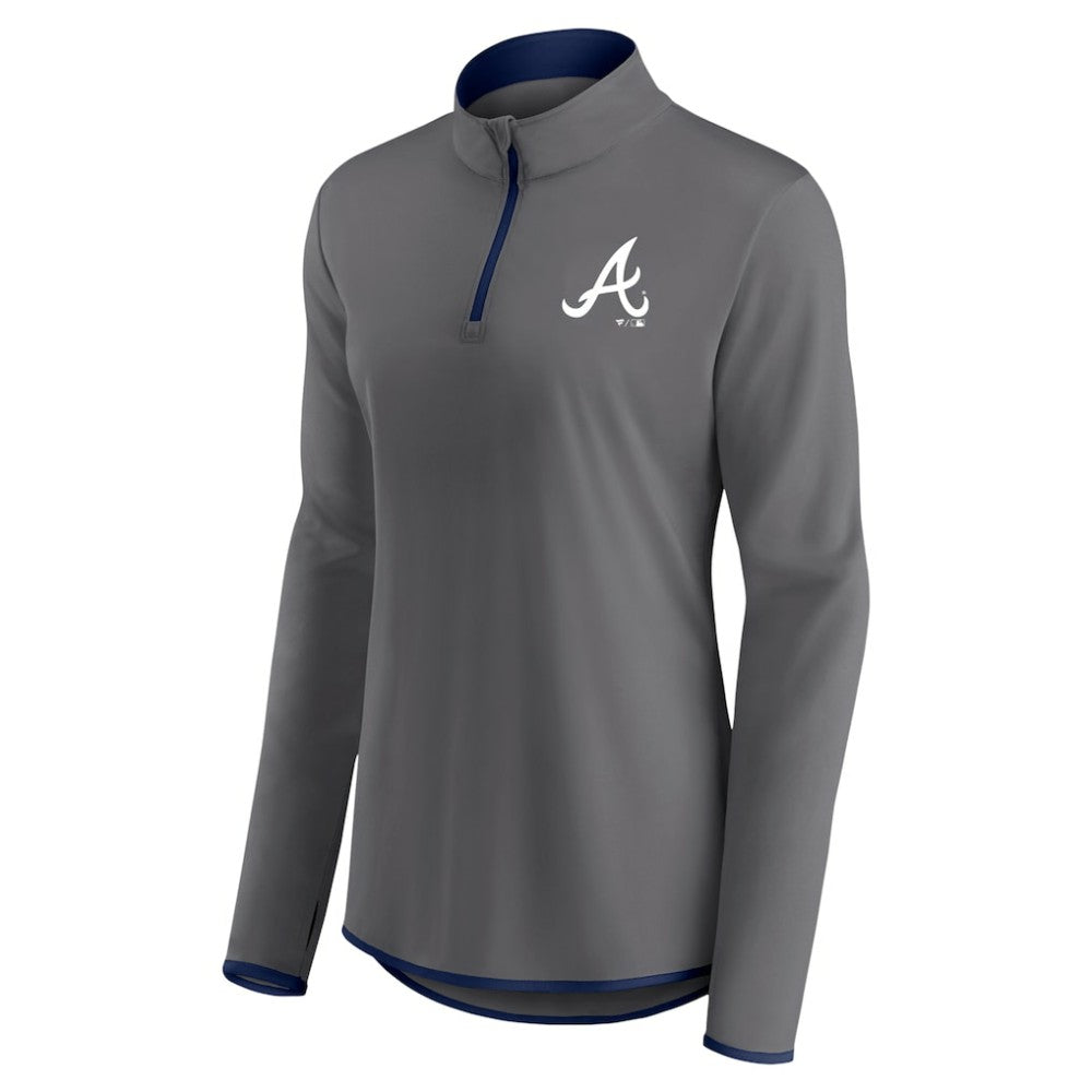 Atlanta Braves Profile Women's Plus Size Quarter-Zip Jacket - Charcoal