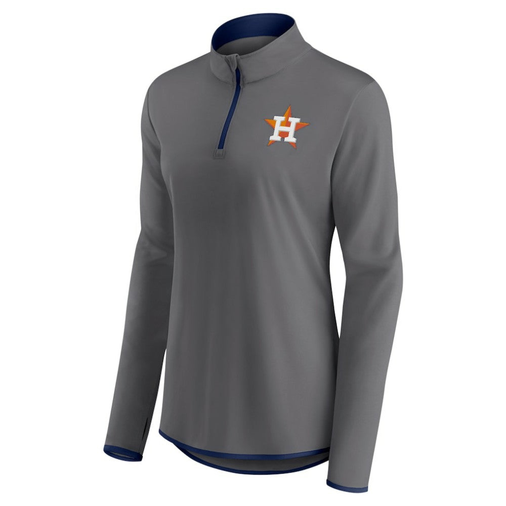 Houston Astros Profile Women's Plus Size Quarter-Zip Jacket - Charcoal
