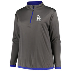 Los Angeles Dodgers Profile Women's Plus Size Quarter-Zip Jacket - Charcoal