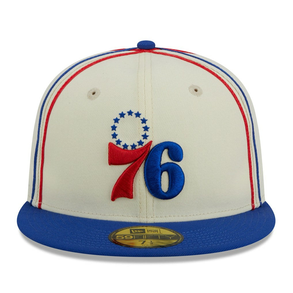 Philadelphia 76ers Piping 2-Tone 59FIFTY Fitted Hat - Cream/Royal | New Era online