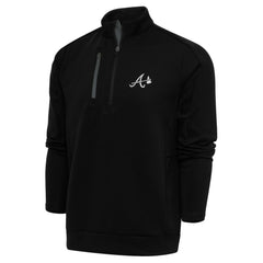Atlanta Braves Antigua Metallic Generation Quarter-Zip Pullover Top - Black