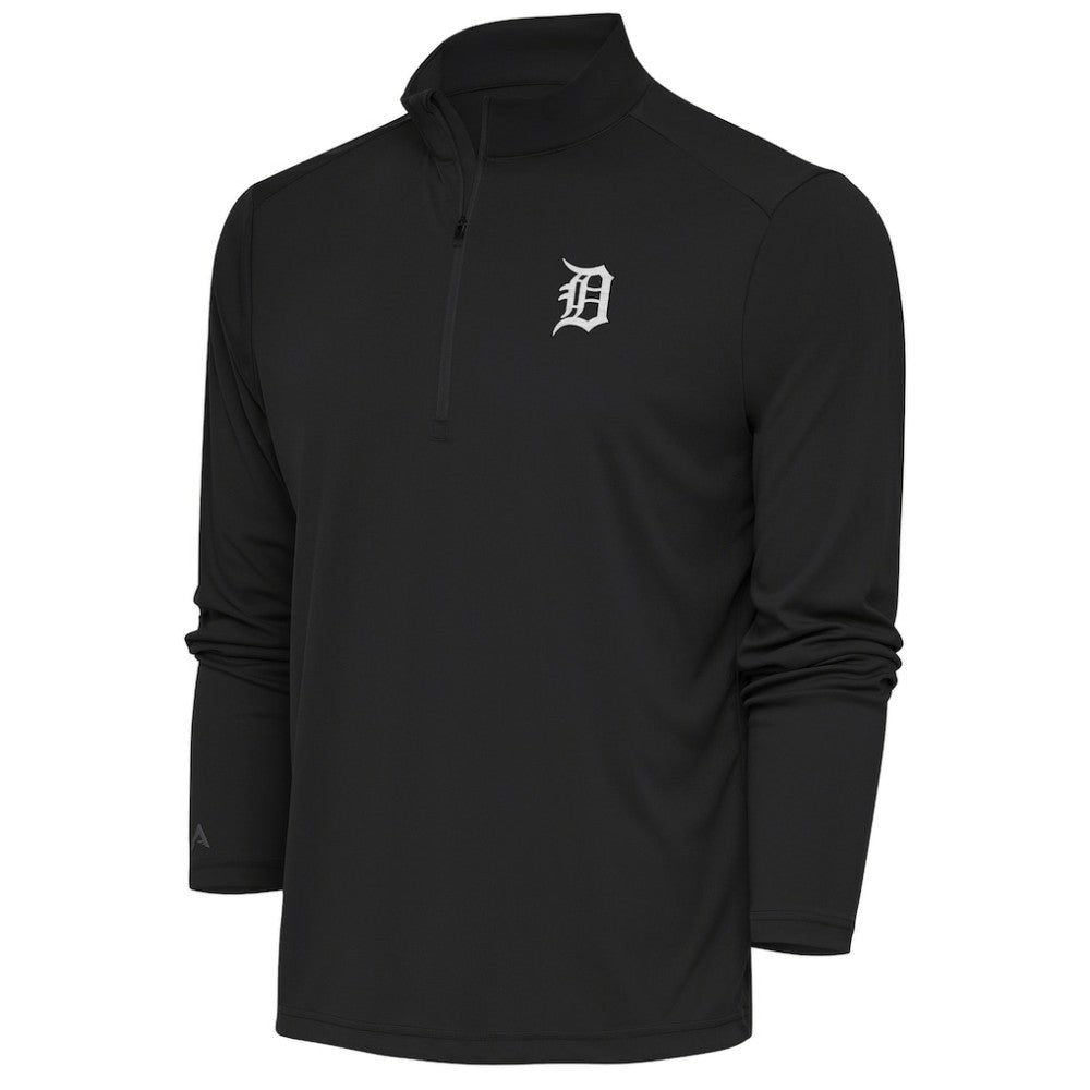 Detroit Tigers Antigua Metallic Tribute Quarter-Zip Top - Charcoal