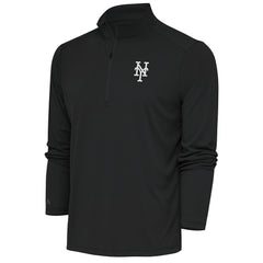 New York Mets Antigua Metallic Tribute Quarter-Zip Top - Charcoal